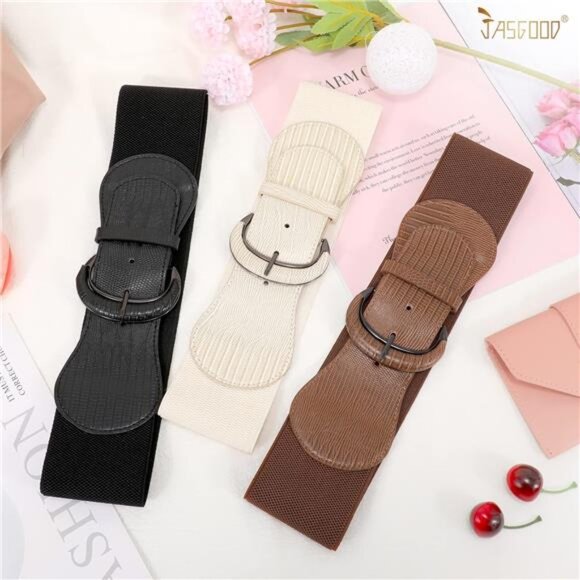 3 Pack Women Stretchy Wide Waist Belt for Dress Ladies Vintage Elastic main image 4